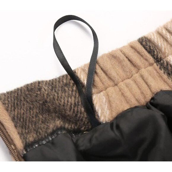 Womens Wool Skirt Elastic Waist Tartan Pleated A-Line Long Fall Winter - Picture 4 of 6